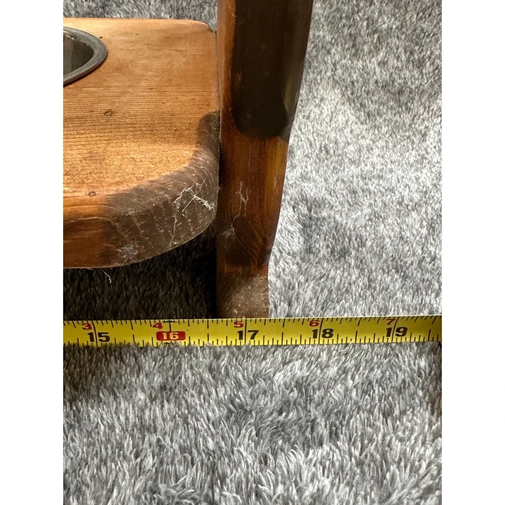 Handmade Wooden Basset Hound Raised Dog Feeder Double Elevated Pet Bowl Stand